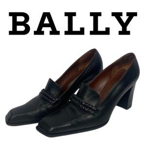 Bally Swiss Made Black Leather Angled Square Toe Pumps - Size 8.5 US
